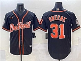 Men's Detroit Tigers #31 Riley Greene Black With Patch Cool Base Stitched Jersey,baseball caps,new era cap wholesale,wholesale hats